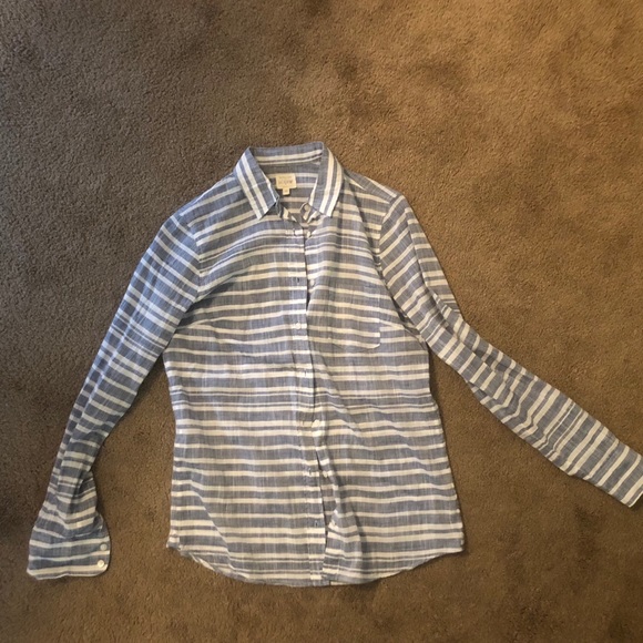 Xs blue and white striped J Crew button down - Picture 1 of 2